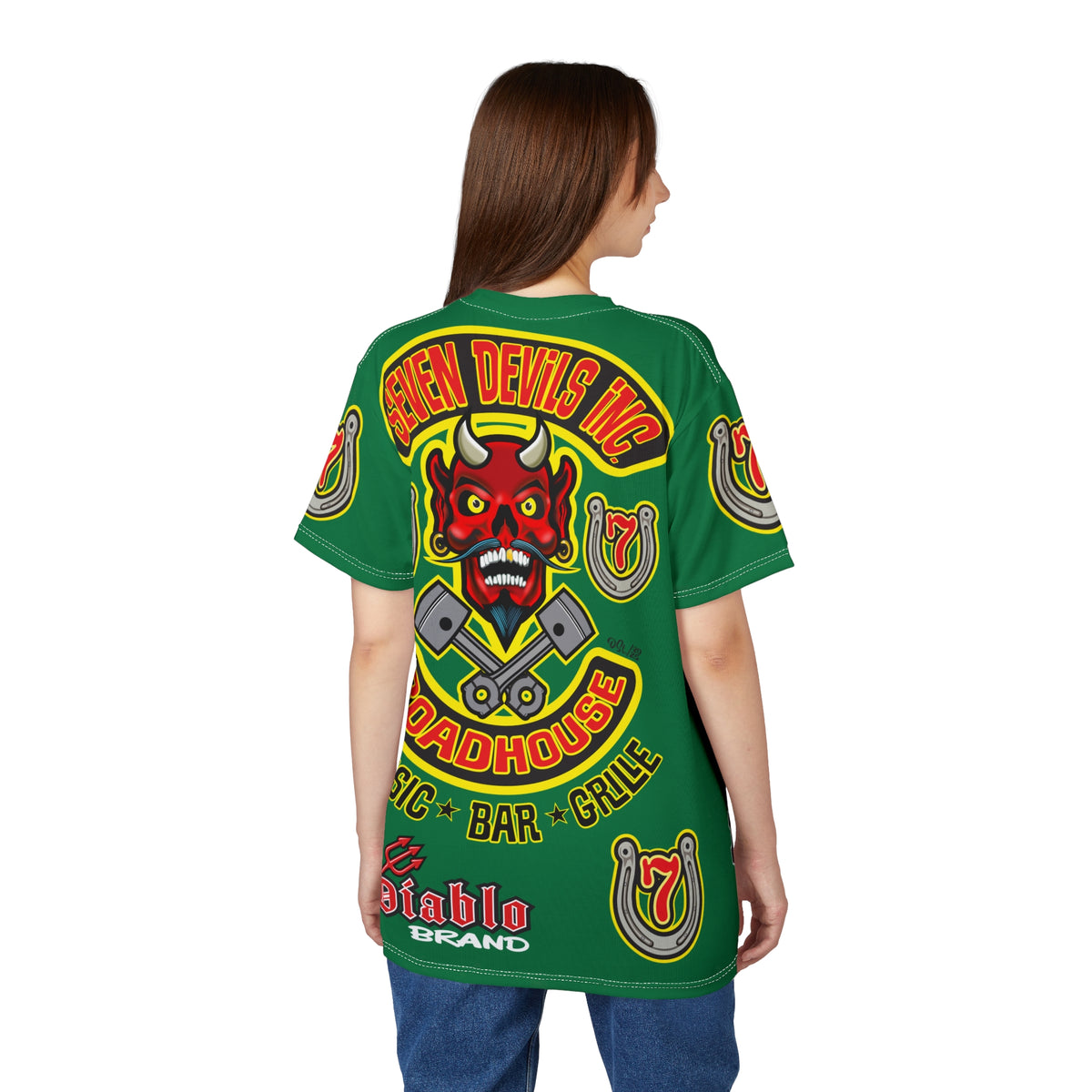 Seven Devils Inc. Roadhouse HiViz Design, Edgy Biker Shirt, Special Motorcycle Riding Gear, Seven Devils Inc.