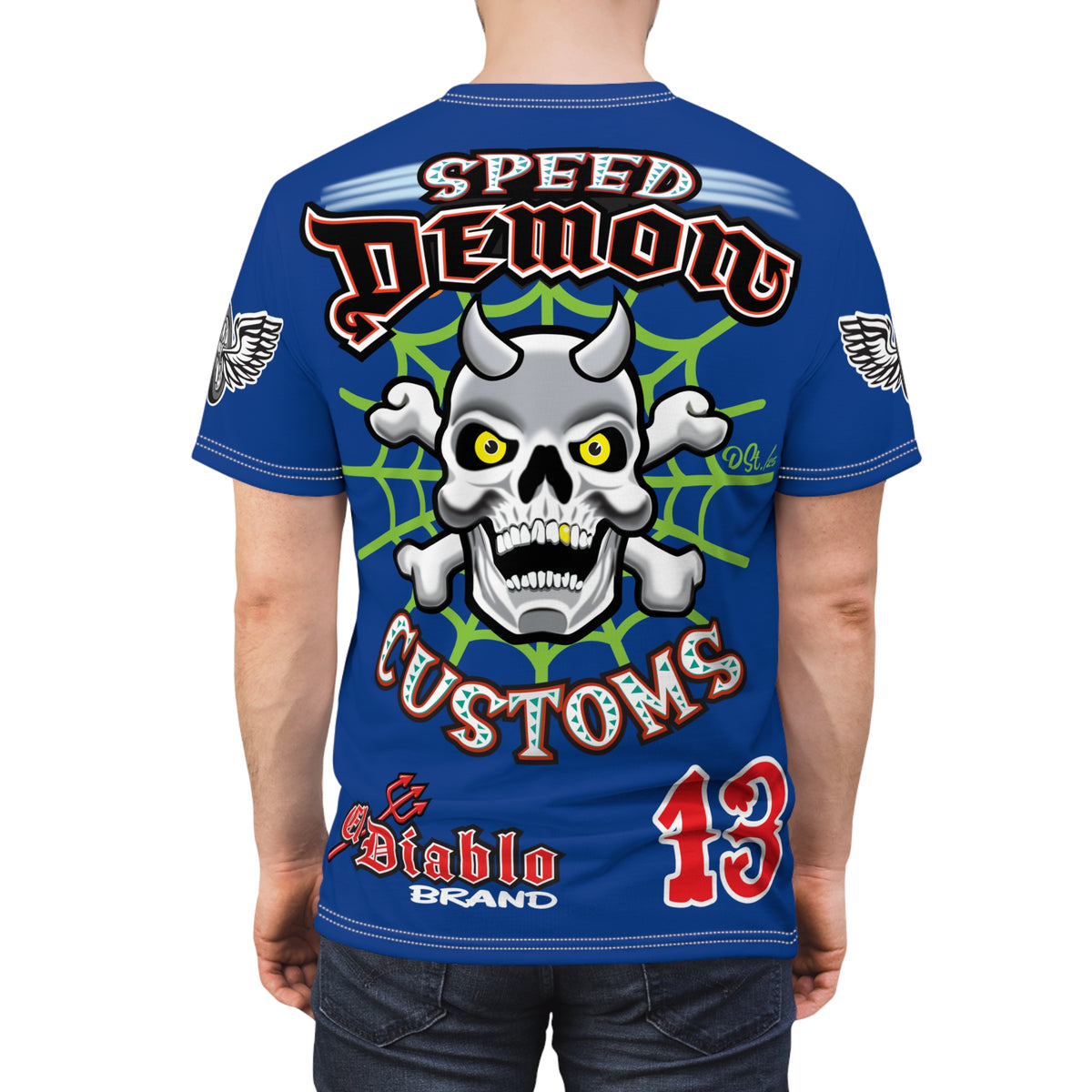 SRT Speed Demon Customs Spectacular  Super Riding Tee - Devilishly Demented Bold Biker Design