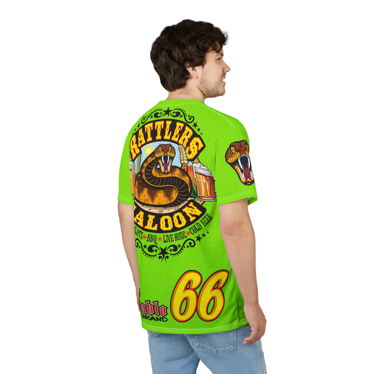 VERY Special HIVIZ Rattlers Saloon  BADAZZ SUPER TEE — Vintage Biker 66 Graphic Shirt