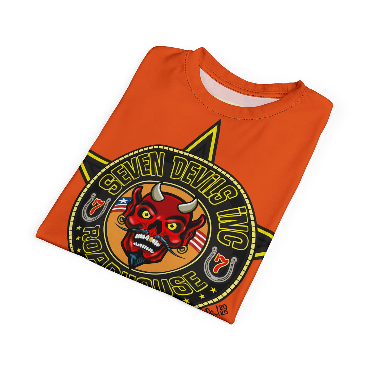 Seven Devils Inc. Roadhouse Black on Black Super Tee — Extreme Edgy Graphics - Bad Attitude Custom Biker Riding Gear