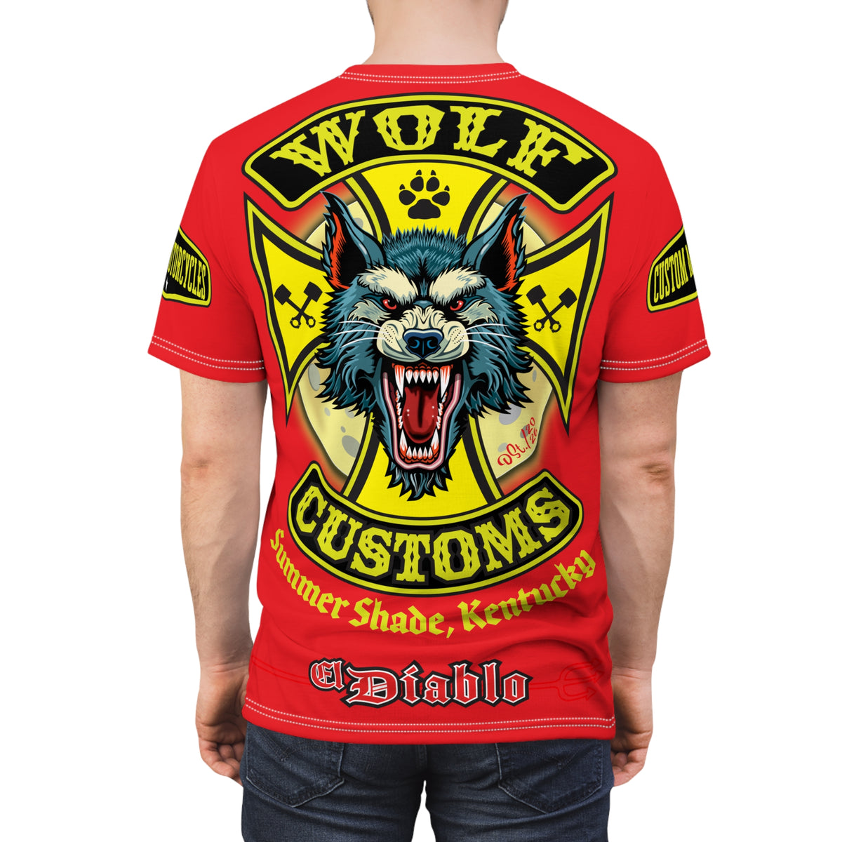 VERY SPECIAL MWT Wolf Customs with XL HiViZ Graphics Super Tee —  The Best Biker Riding Tee EVER !!!