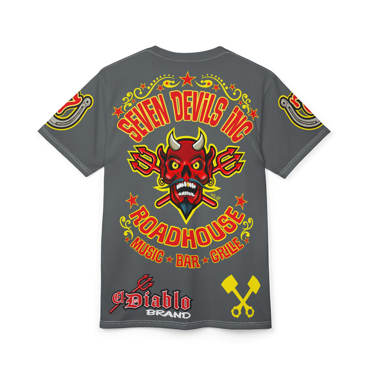Seven Devils Inc. Roadhouse Deluxe HiViz Graphic Tee - Motorcycle Custom Riding Super Tee