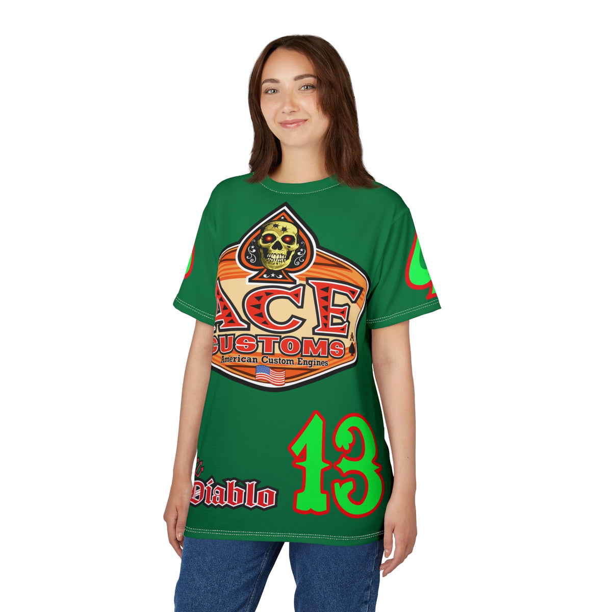 American Custom Engines ACE - Special Lumina Green  Ace of Spades Death Card High visibility Graphics