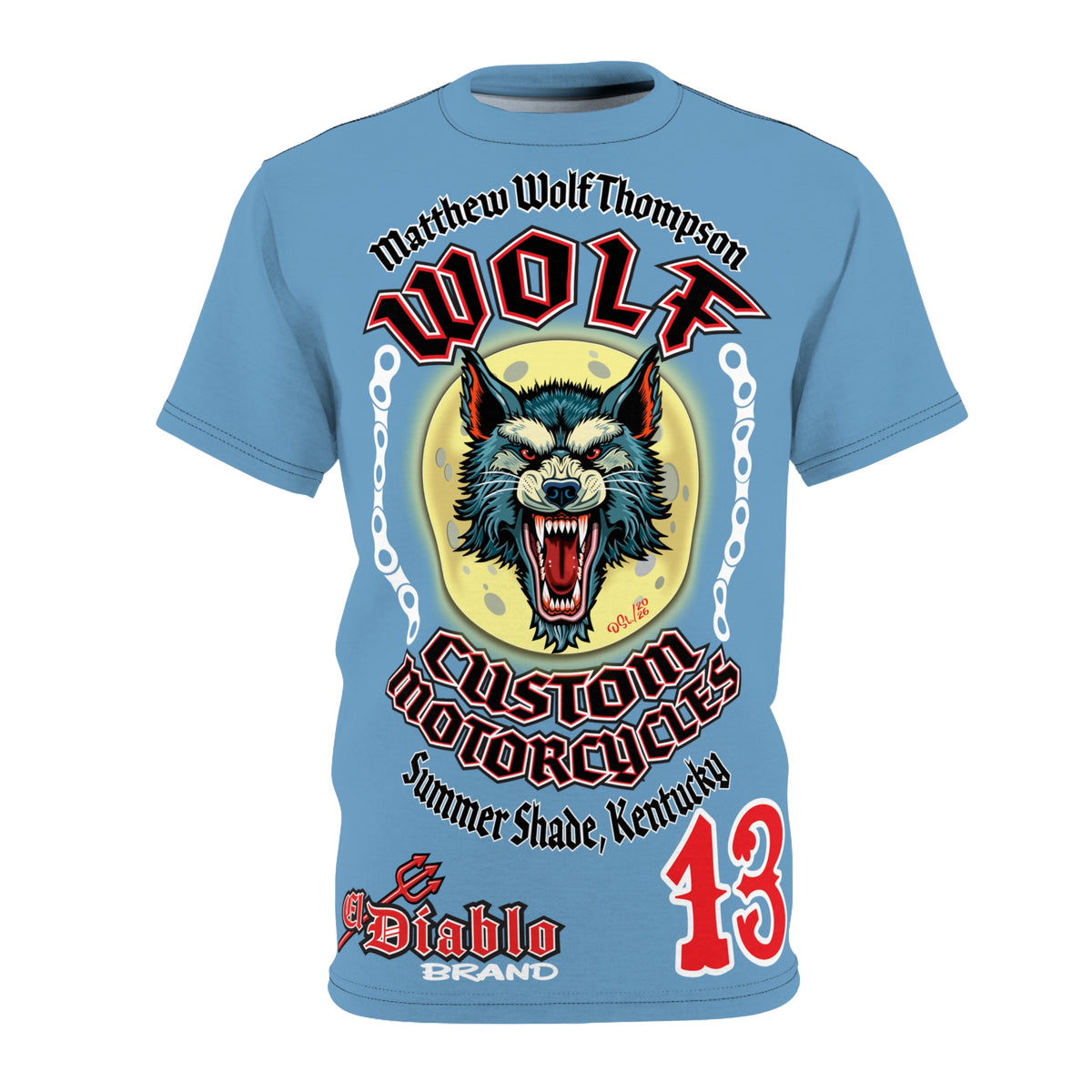 MWT Wolf Custom Motorcycles Super Tee — Viciously Cool High Performance Motorcycle Riding Shirt