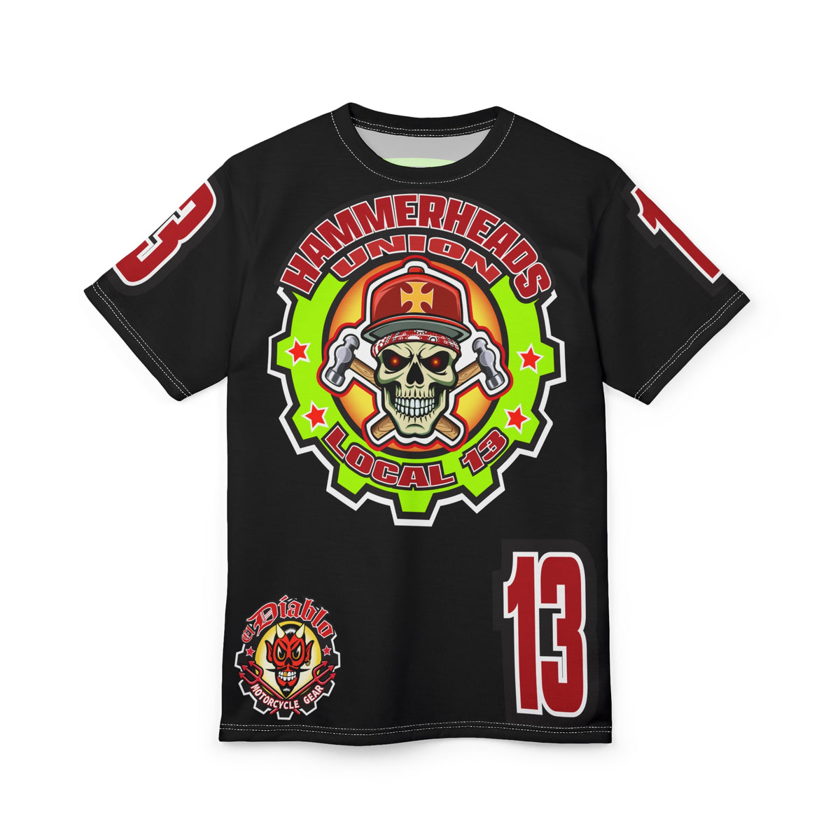 Hammerheads Union Local 13 HiViz Super Tee - Rough Tough Bad Attitude Motorcycle Riding Tee