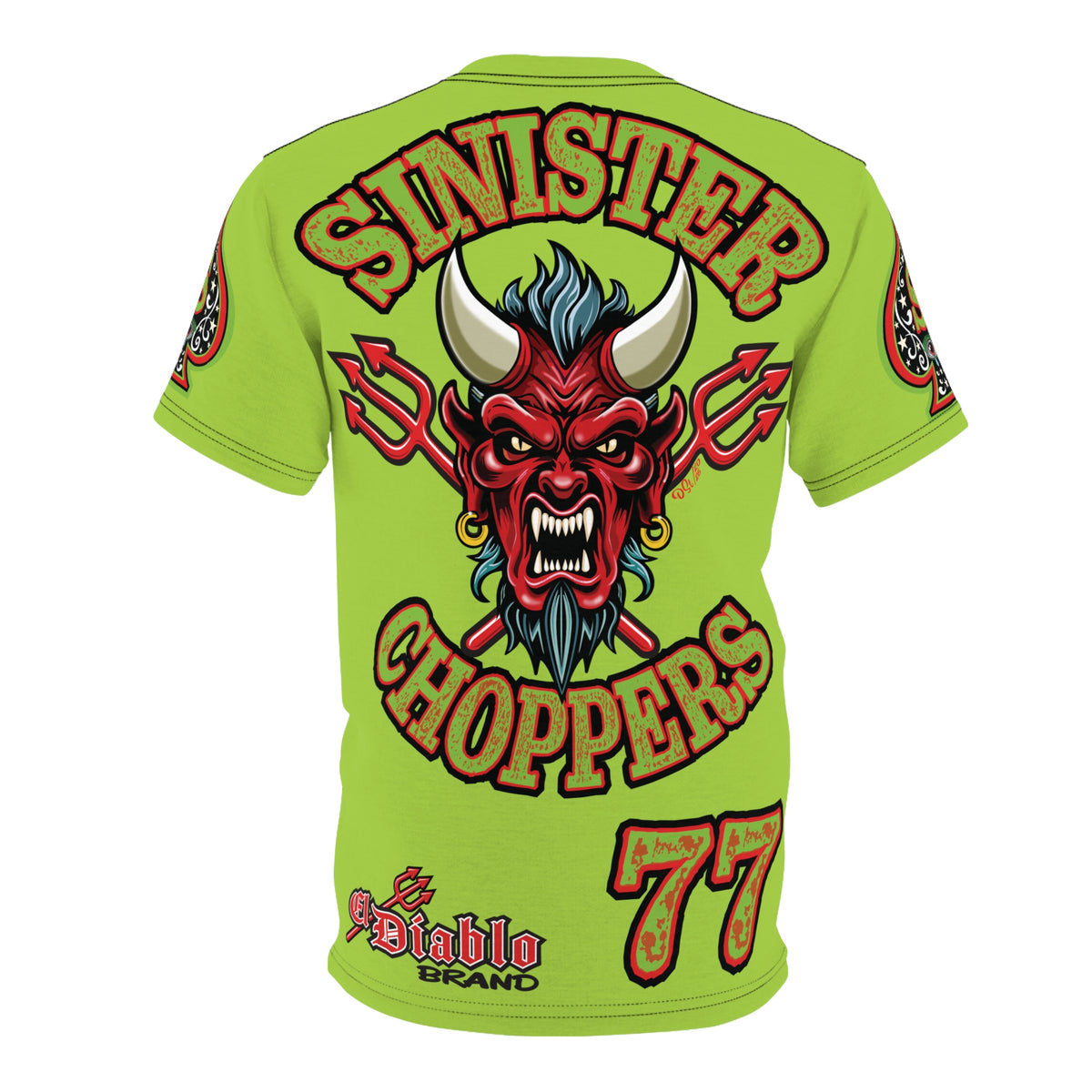 SRT Sinister Choppers HIVIZ GREEN SPECIAL SUPER RIDING TEE— Ride Cool, Look Cool in our Best Super Tee