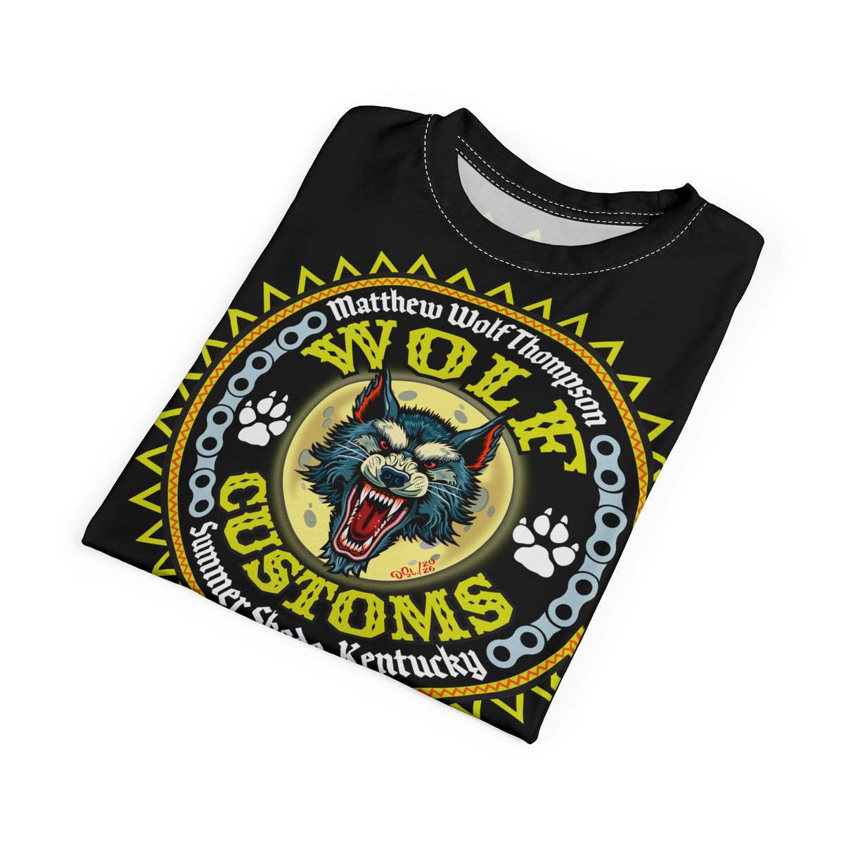 MWT Wolf Customs 13 Black Graphic Super Tee — Retro Motorcycle Club Shirt, The Best Biker Riding Tee EVER !!!