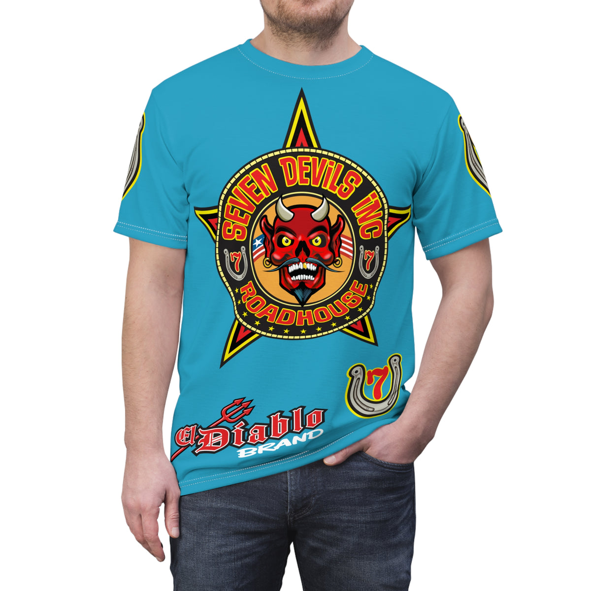 Seven Devils Inc. Roadhouse Graphic Tee - HiViz Motorcycle Custom Riding Super Tee
