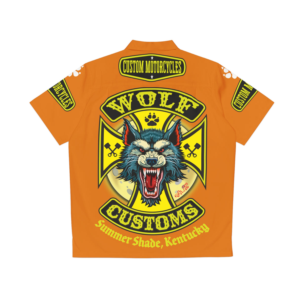 Big Bopper MWT Wolf Customs Motorcycle Hawaiian Shirt -  For Big Boys to Size 5XL