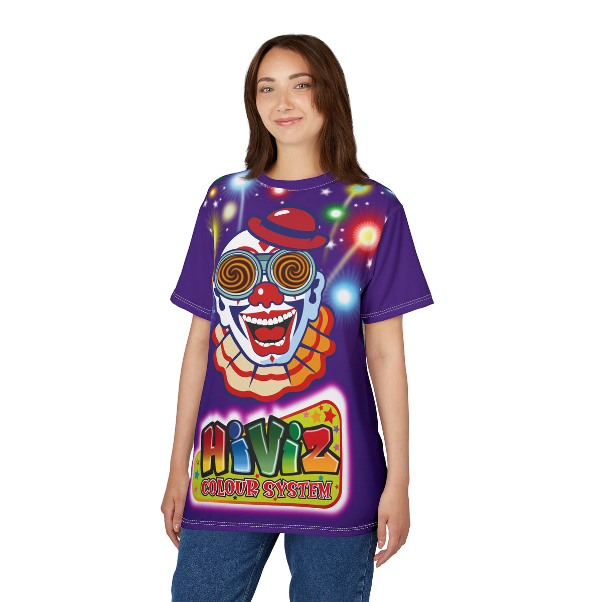 HiViz Clown Graphic Tee — Neon Festival Rave Shirt