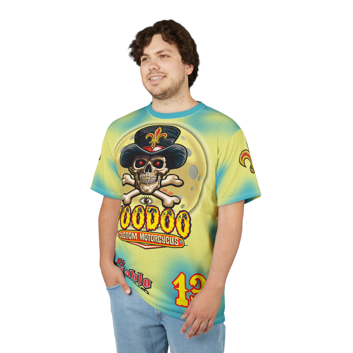 Voodoo Custom Motorcycles HIVIZ TYE DYE BLAST SUPER RIDING TEE - Look Cool, Ride Cool jn our Finest Biker Riding Tee