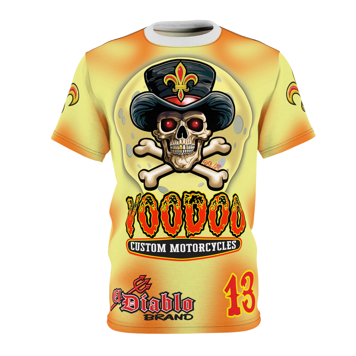 Voodoo Custom Motorcycles HIVIZ TYE DYE BLAST SUPER RIDING TEE - Look Cool, Ride Cool jn our Finest Biker Riding Tee