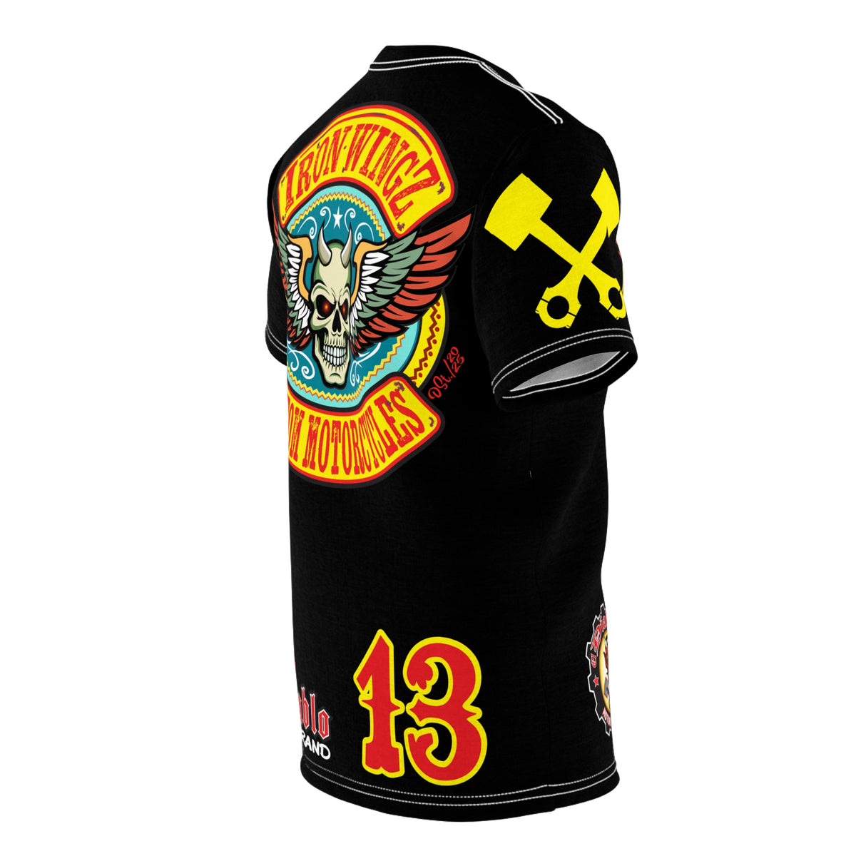 SRT Iron WingZ Custom Motorcycles Graphic Super Riding Tee, Edgy Streetwear, Customized Apparel, Gift for Bikers