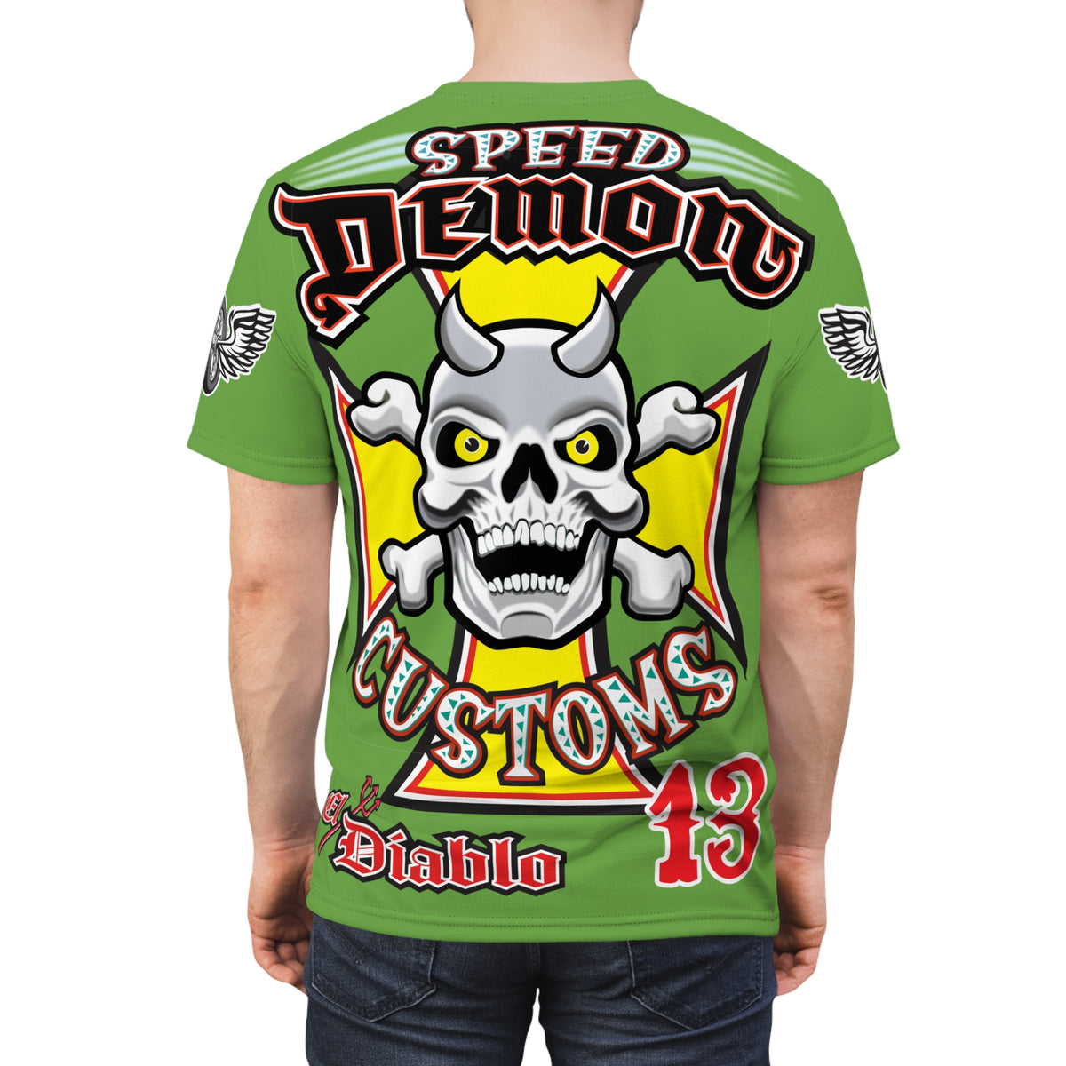 Speed Demon Customs Spectacular HiViz Super Tee - Devilishly Demented Bold Biker Design