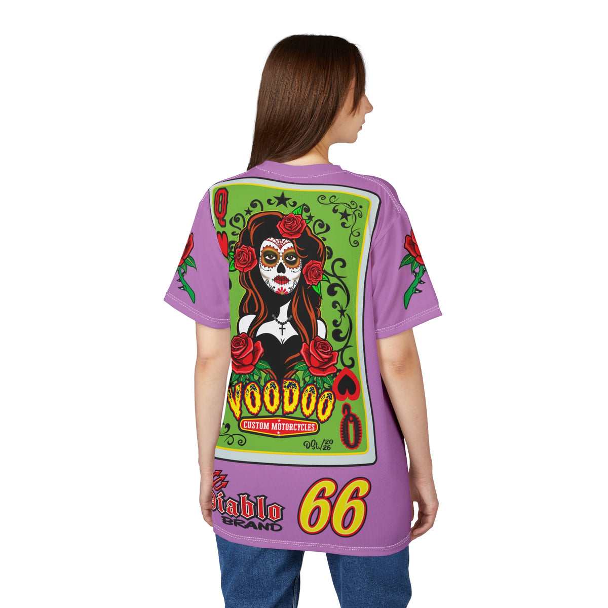 Copy of Voodoo Custom Motorcycles Tee — Queen of Hearts  Graphic Riding Super Tee