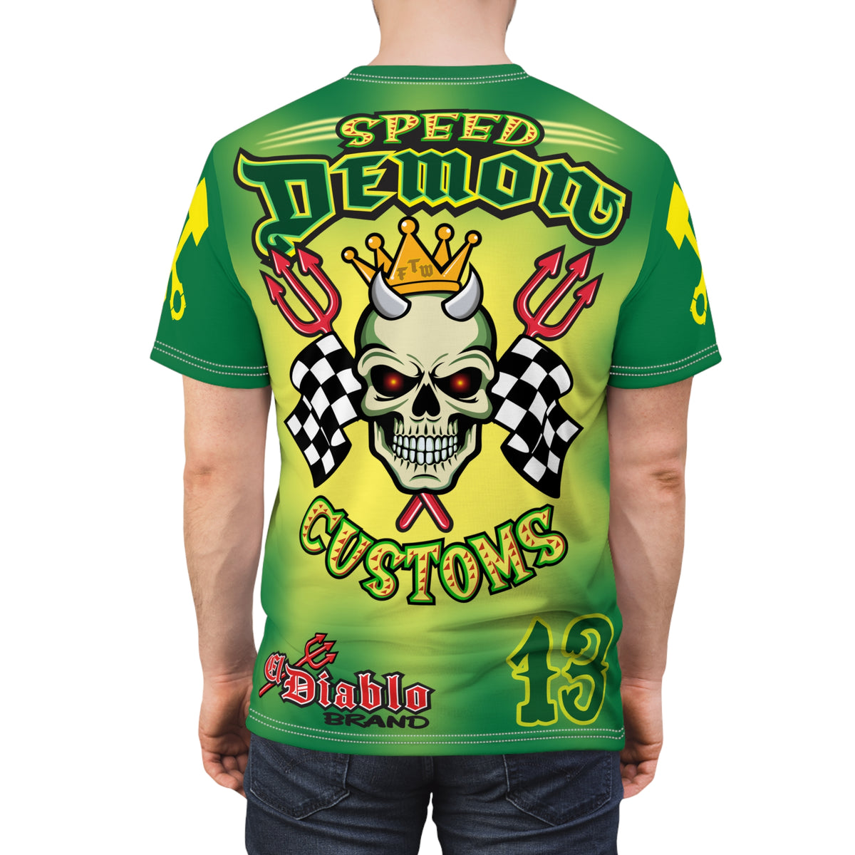 Speed Demon HiViz Tie Dye Style - Custom Motorcycle Riding Tee. - Excellent Visiblity using XL high colour graphics