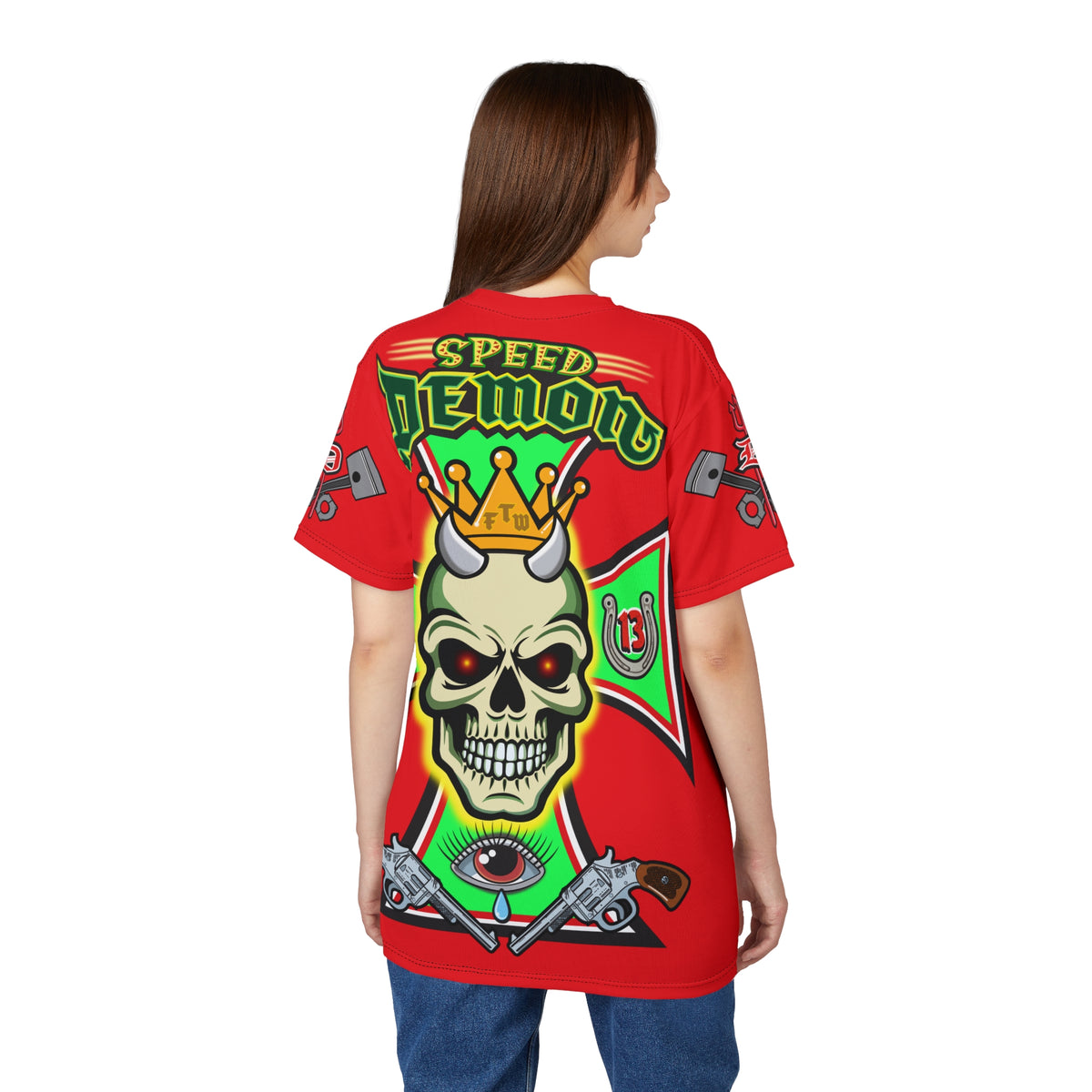 Speed Demon Customs HiViz High Performance Motorcycle Riding Super Tee, Unique High Visibility XL Graphics