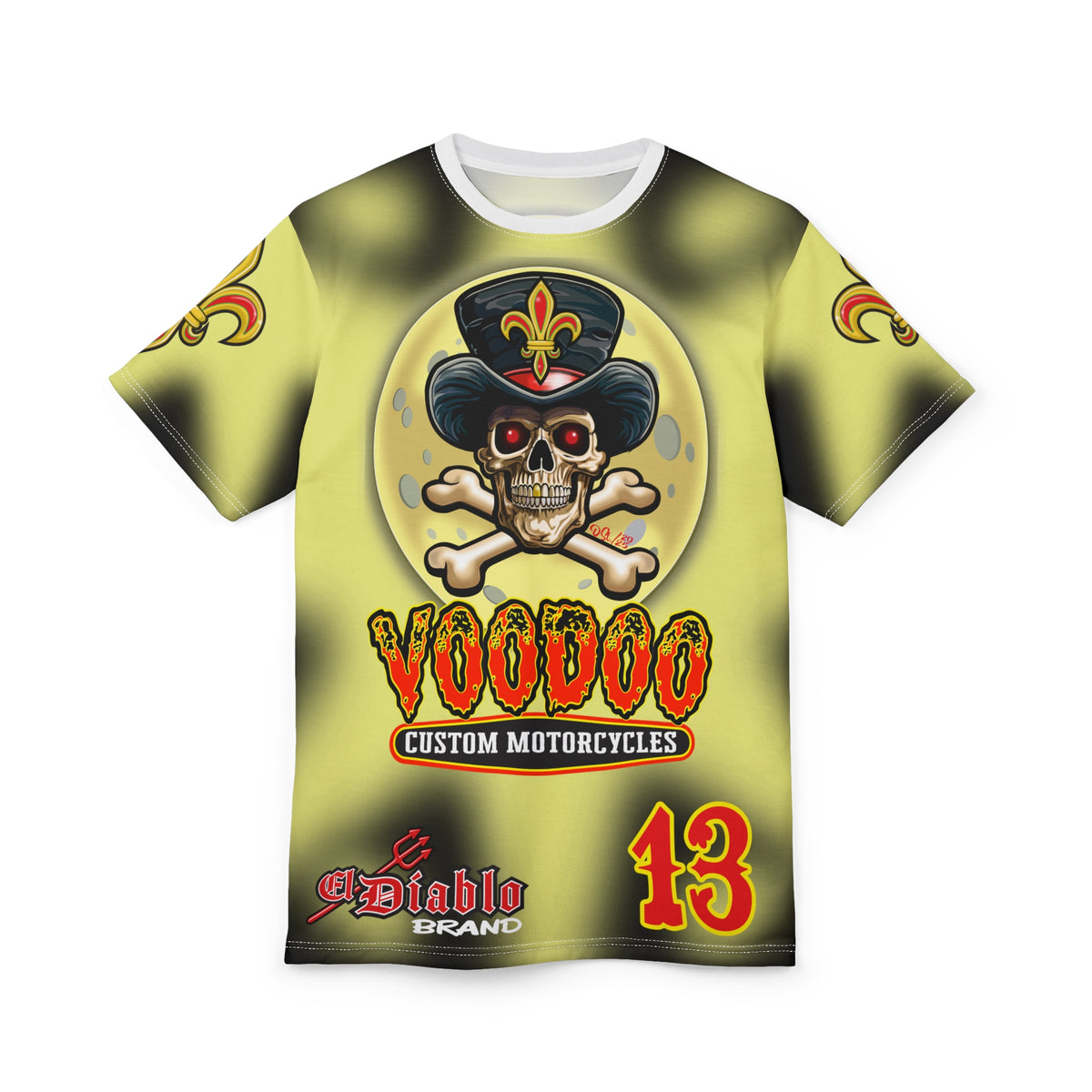 Voodoo Custom Motorcycles HIVIZ TYE DYE BLAST SUPER RIDING TEE - Look Cool, Ride Cool jn our Finest Biker Riding Tee