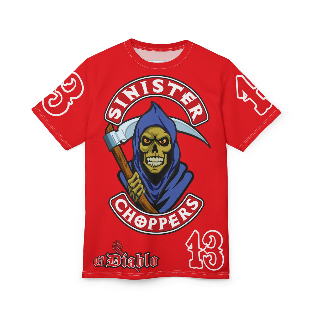 Sinister Choppers Grimm Reaper HiViz Super Tee - Unisex Skull Design for Bikers