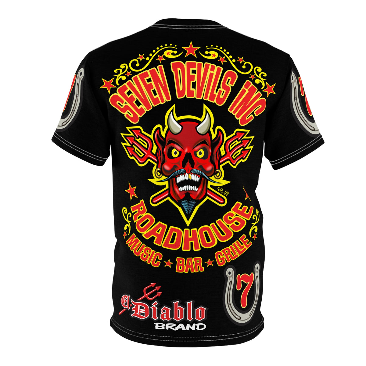Seven Devils Road House (LIMITED EDITION) Custom Super Riding Tee - Retro Devil Style Graphic Style
