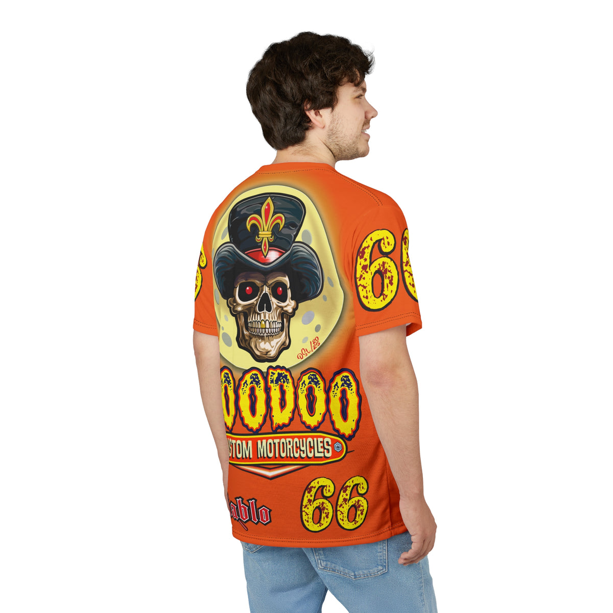 Voodoo Custom Motorcycles Unisex HiViz Tee, Edgy Graphic Shirt, Motorcycle Apparel, Skull T-Shirt, Perfect for Bikers