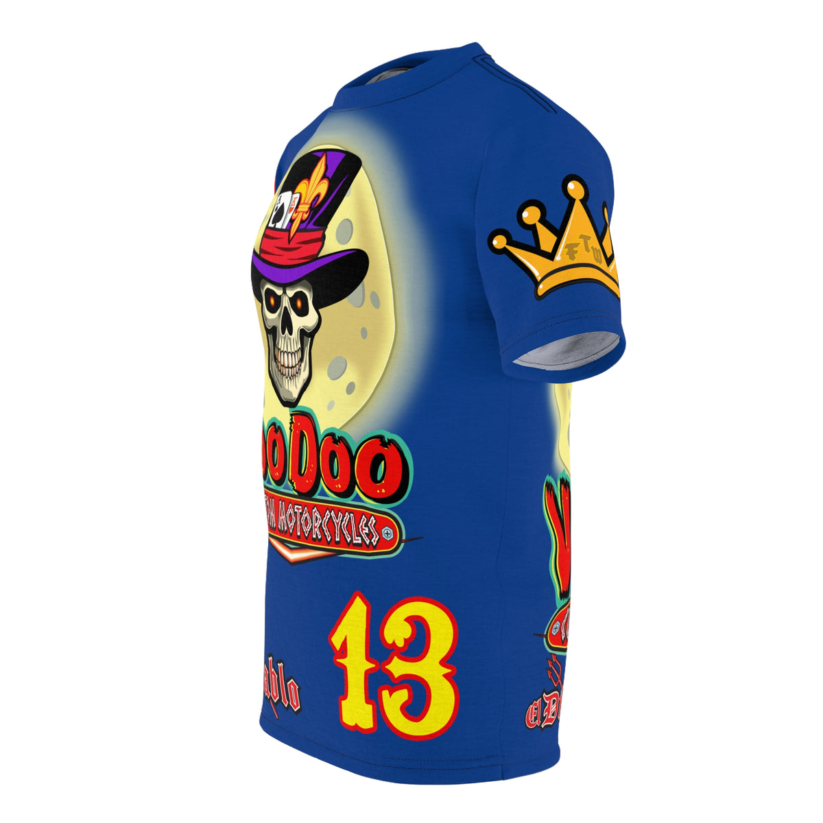 VooDoo Custom Motorcycles Midnight Blue HiViz Graphics Biker Tee