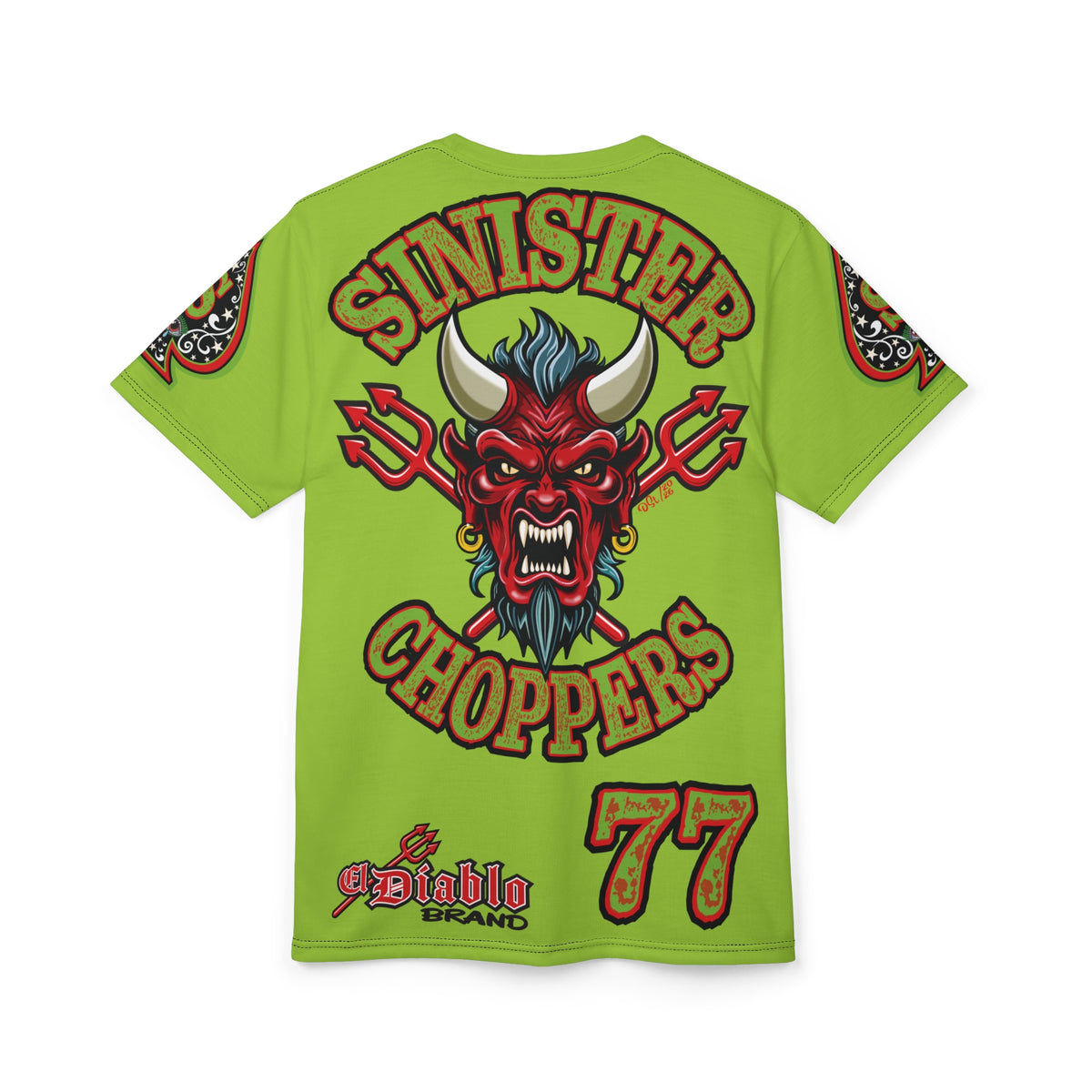 SRT Sinister Choppers HIVIZ GREEN SPECIAL SUPER RIDING TEE— Ride Cool, Look Cool in our Best Super Tee