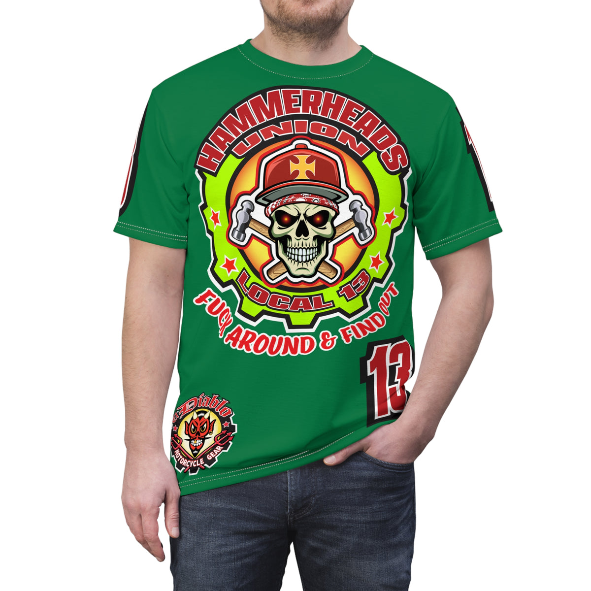Hammerheads Union Local 13 (FAFO Version) HiViz Super Tee - Rough Tough Bad Attitude Motorcycle Riding Tee