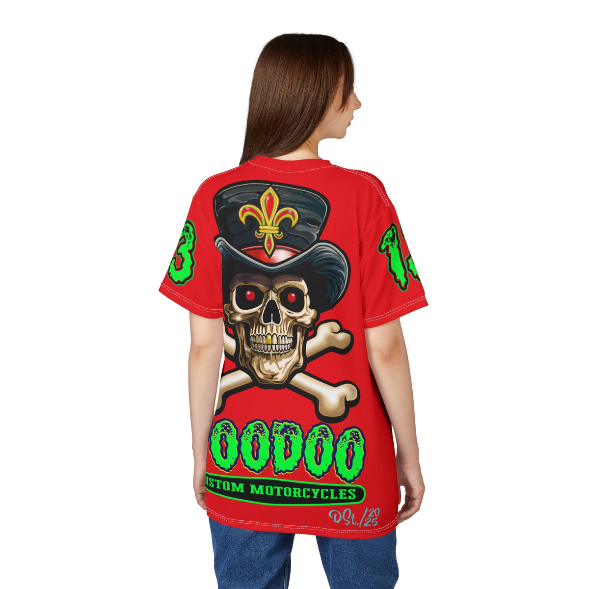 Voodoo Lucky 13 Red Rider HiViz Super Tee, XLGraphics , Custom Riding Apparel