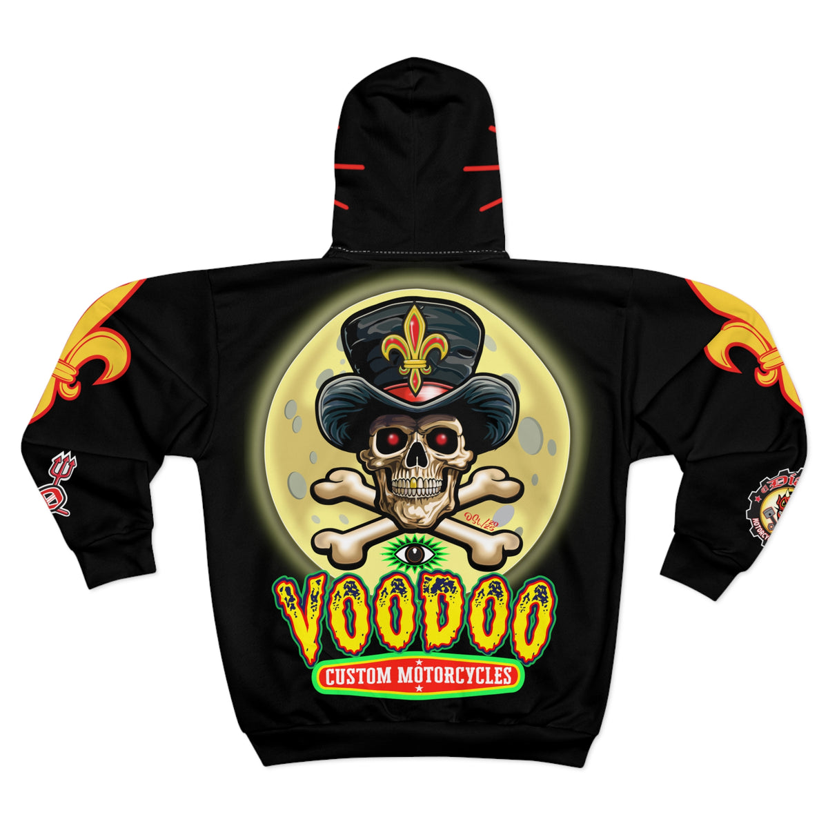 HoodZ VooDoo Customs Bad Moon Risin' Unisex Zip Hoodie - Rockin' Motorcycle Riders Gear - Super Comfortable Fit