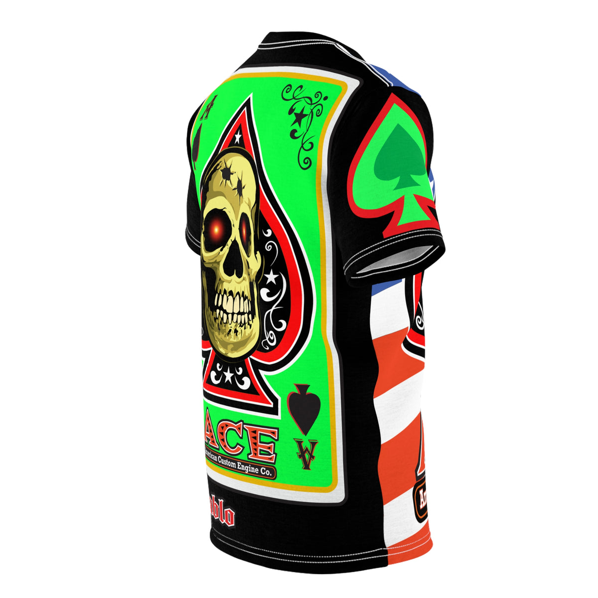 American Custom Engines ACE Americana Cut - Special Lumina Green  Ace of Spades Death Card High visibility Graphics