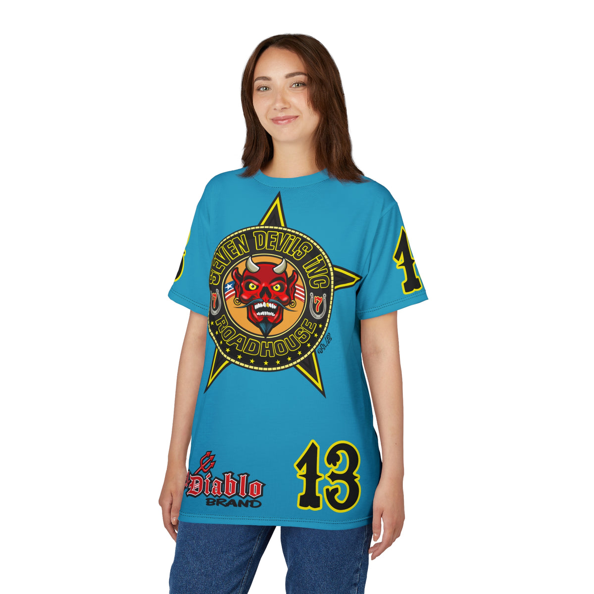 Seven Devils Inc. Roadhouse Bad in  Black Super Tee — Extreme Edgy Graphics - Bad Attitude Custom Biker Riding Gear