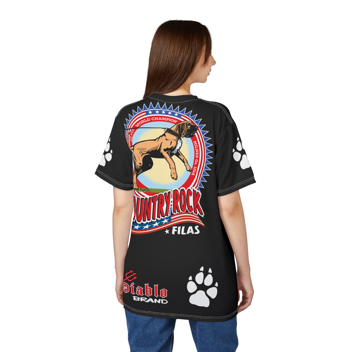 Country Rock Dog Graphic Super Tee — El Diablo Brand Paw Print T-Shirt
