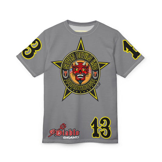 Seven Devils Inc. Roadhouse Black on Black Super Tee — Extreme Edgy Graphics - Bad Attitude Custom Biker Riding Gear