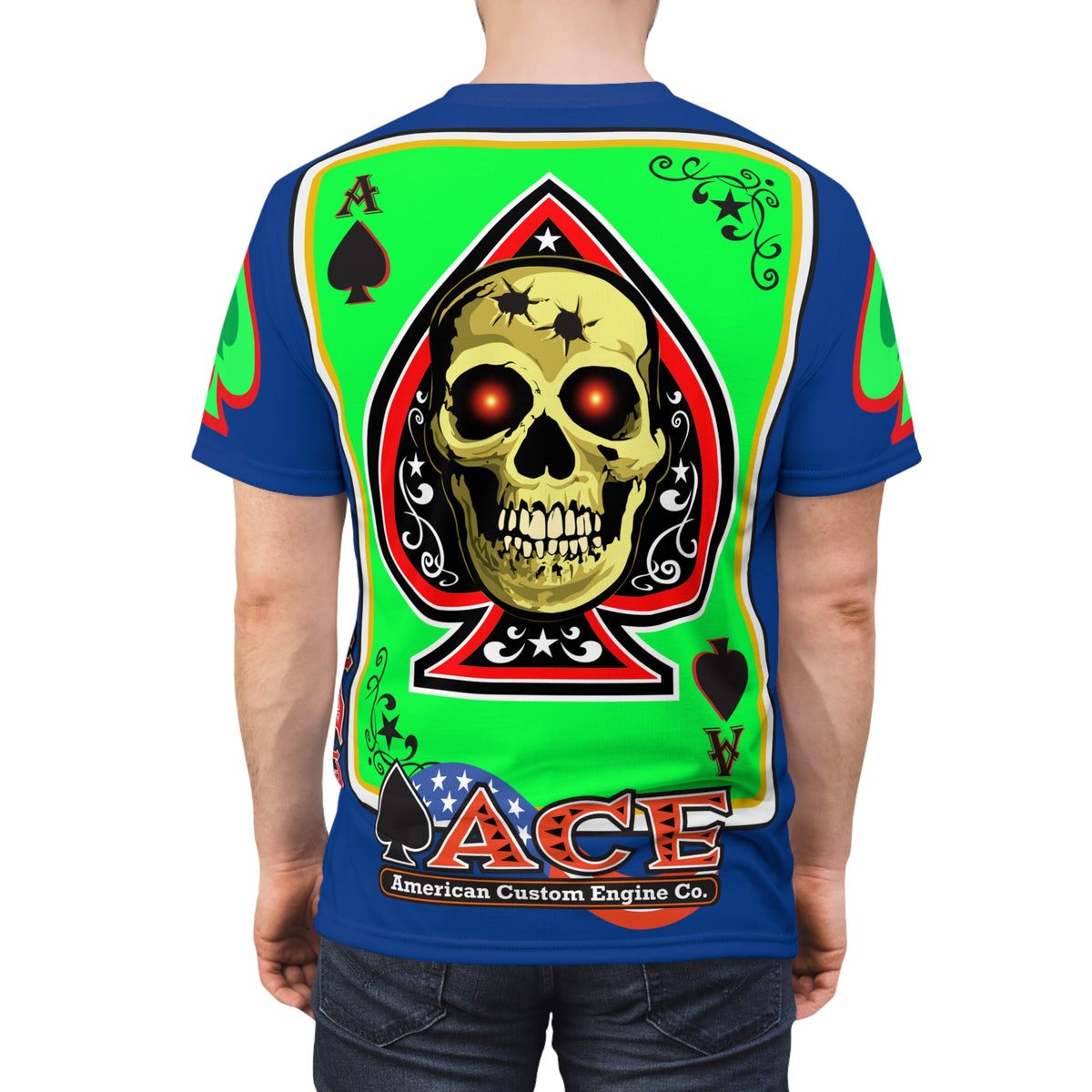 American Custom Engines ACE - Special Lumina Green  Ace of Spades Death Card High visibility Graphics