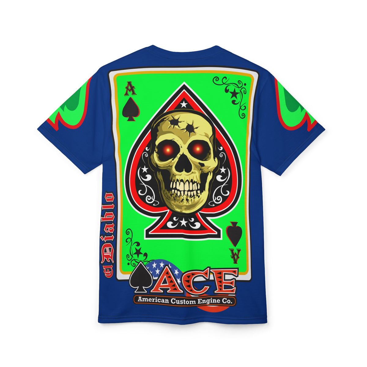 American Custom Engines ACE - Special Lumina Green  Ace of Spades Death Card High visibility Graphics