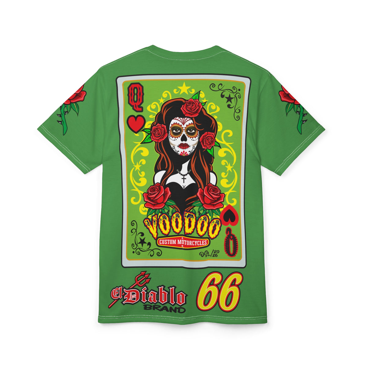 Voodoo Custom Motorcycles Tee — Queen of Hearts  Graphic Riding Super Tee
