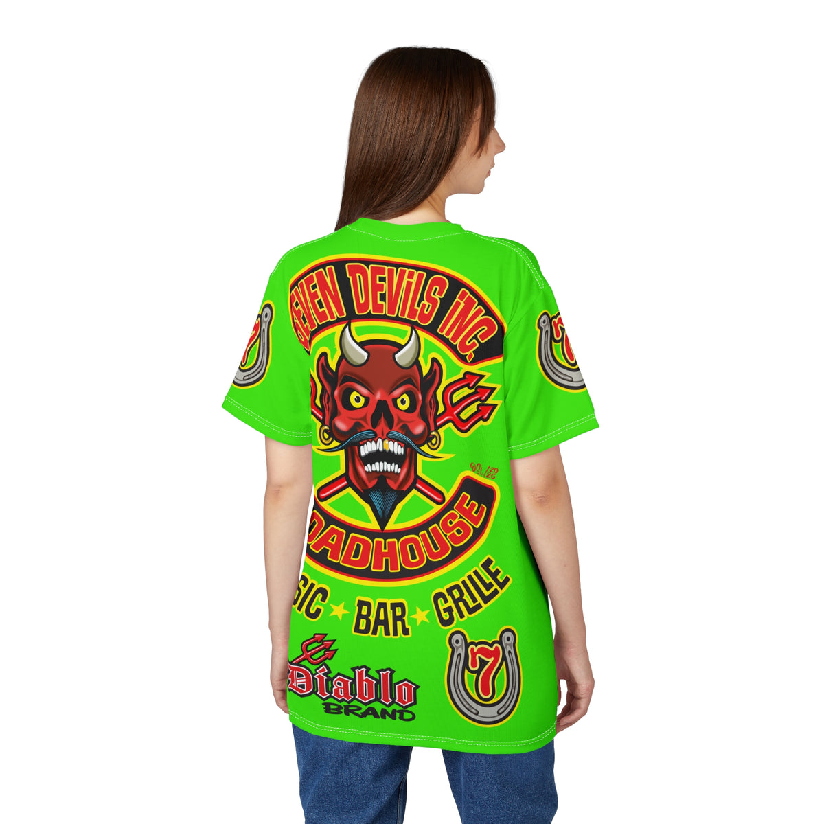 Very Special Seven Devils Inc. Roadhouse HiViZ Lumina Graphic Tee -  Motorcycle Custom Riding Super Tee