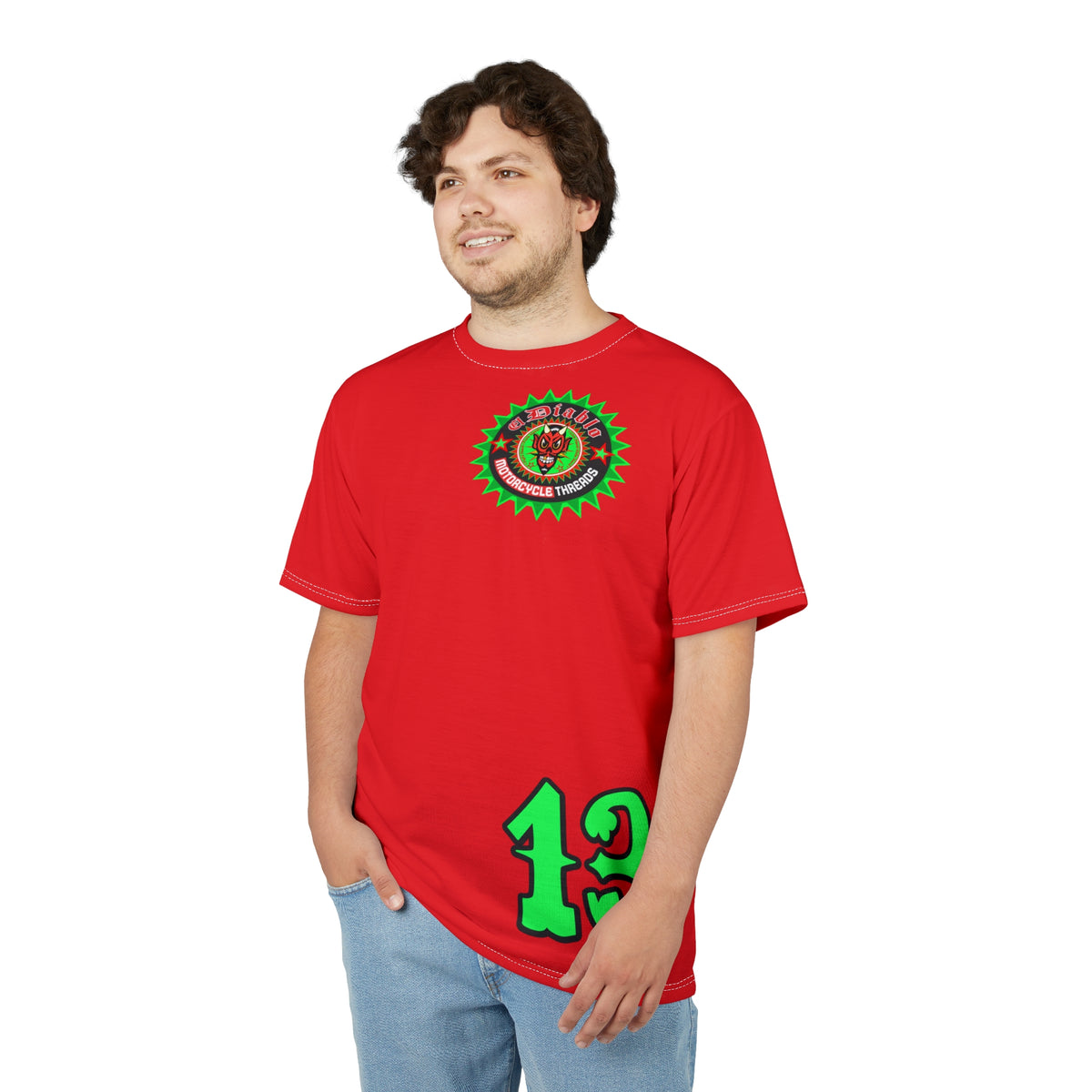 El Diablo Brand HiViz Super Tee - Brilliant Red, White and Floro Green for maximum visibility