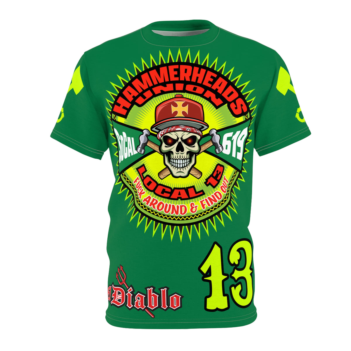 Hammerheads Union Local 13 -  SoCal 619 Special Edition - Custom HiViz Motorcycle Riding Tee Shirt _ Super Comfort and Fit
