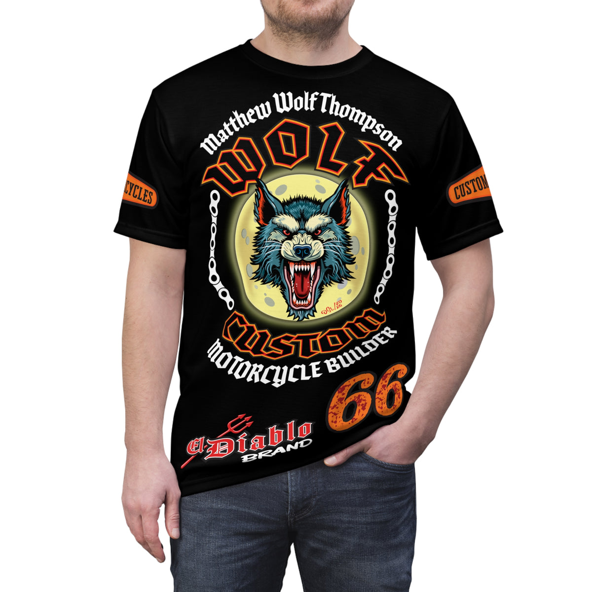 MWT Wolf Custom Motorcycles Super Tee — Viciously Cool High Performance Motorcycle Riding Shirt