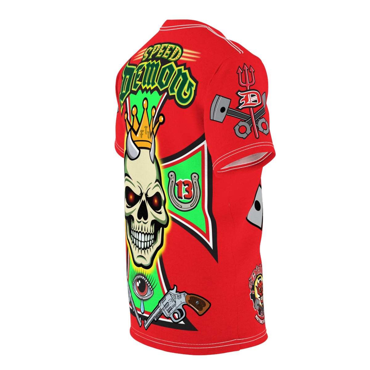Speed Demon Customs HiViz High Performance Motorcycle Riding Super Tee, Unique High Visibility XL Graphics