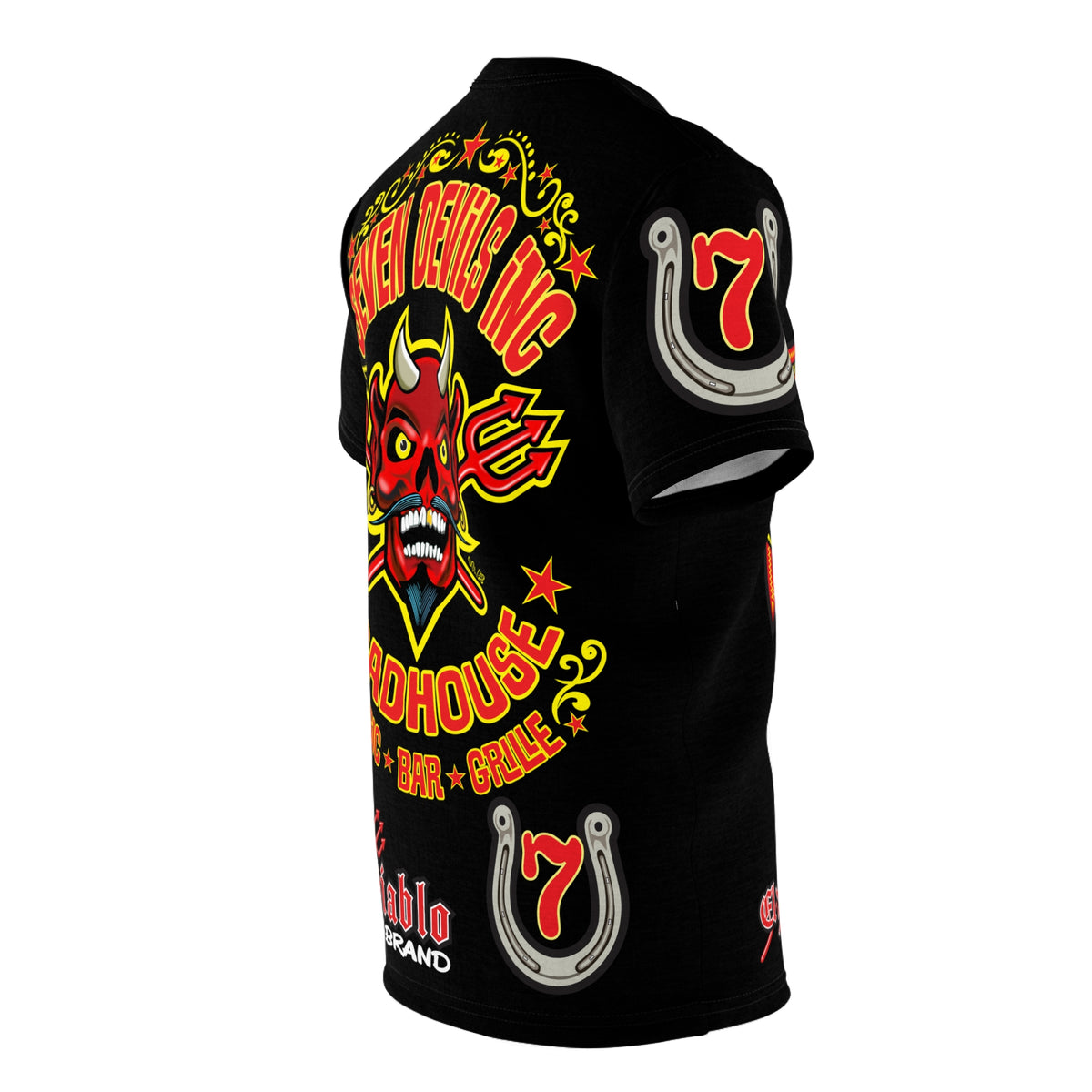 Seven Devils Road House (LIMITED EDITION) Custom Super Riding Tee - Retro Devil Style Graphic Style