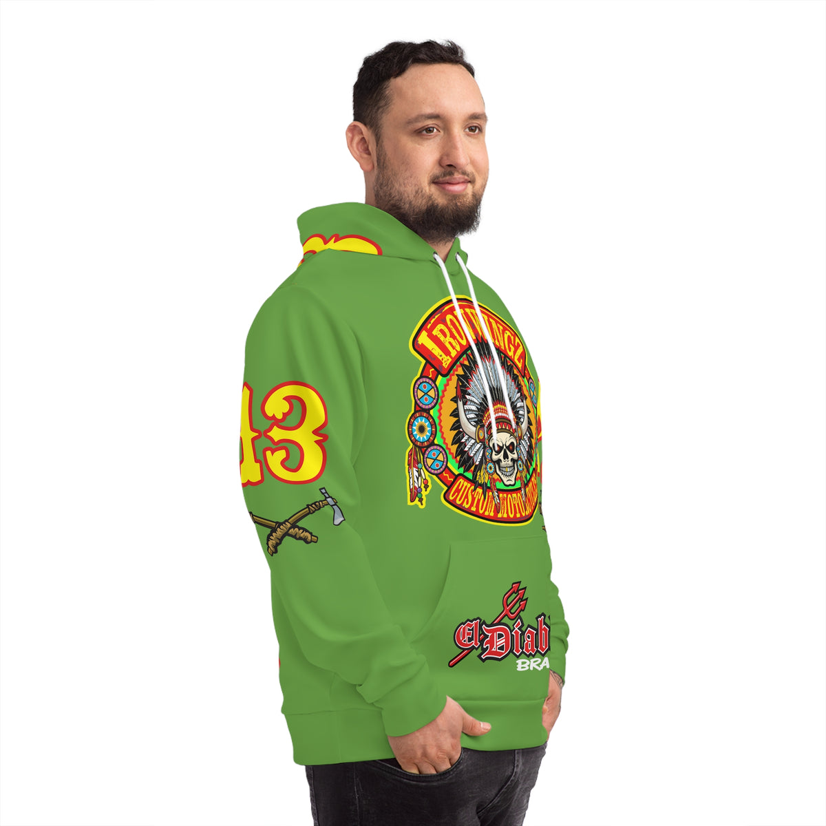 HoodZ Iron WingZ Custom Motorcycles Retro Logo Pullover Hoodie