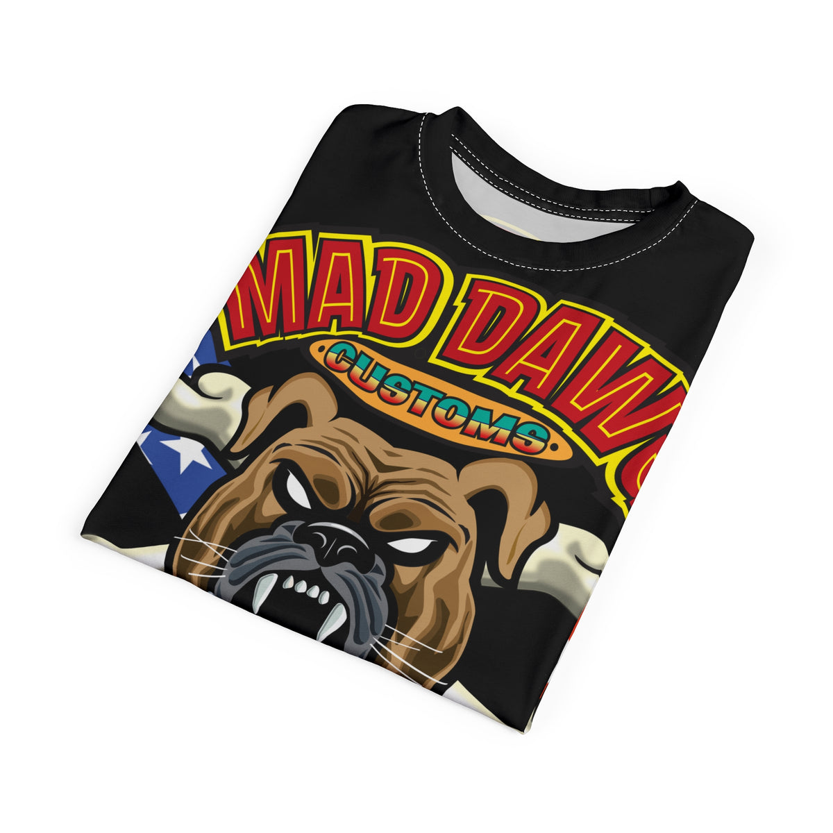 Mad Dawg Customs Americana, Edgy Motorcycle Apparel, HiViz Custom Riding TEE, Rebel Fashion, Biker Style