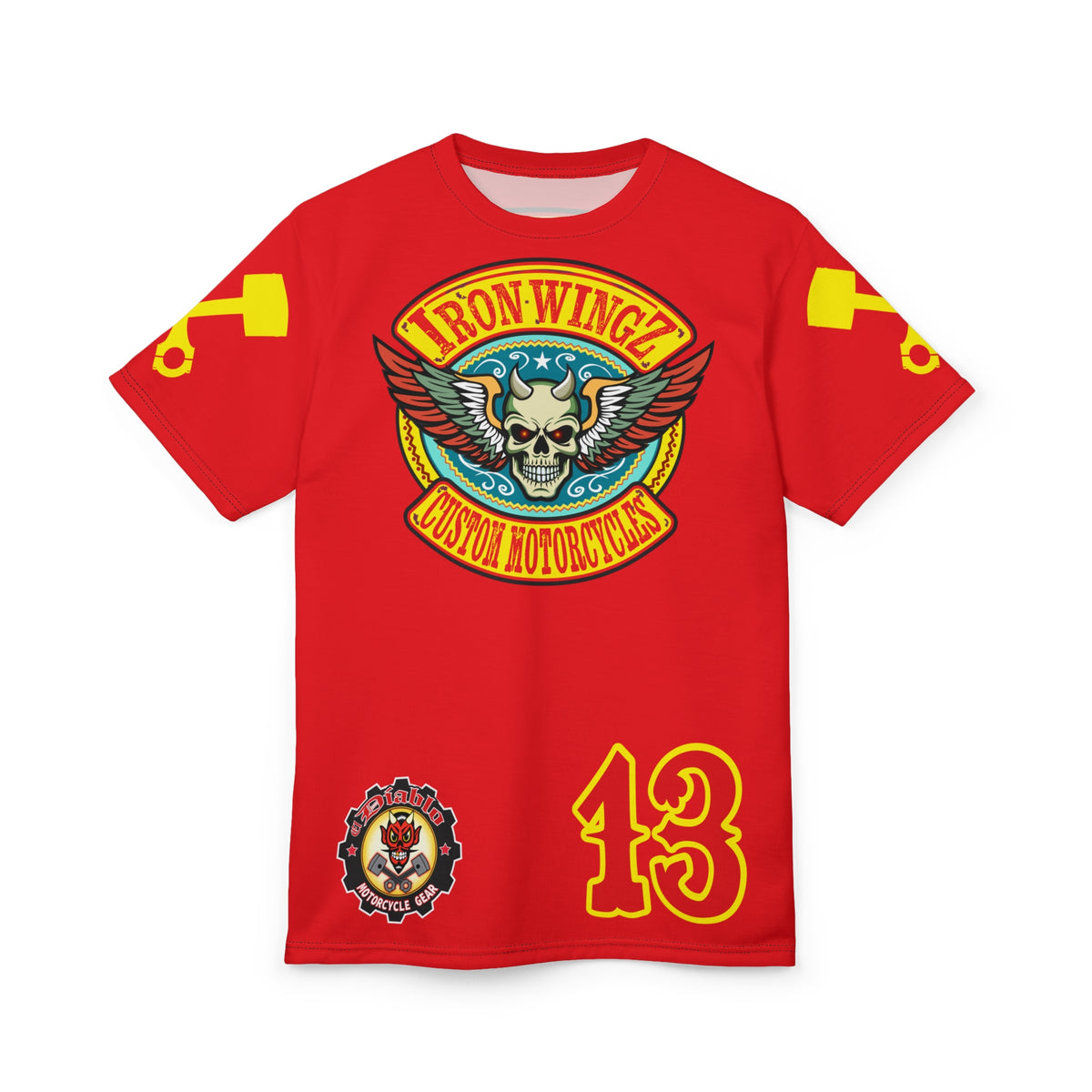 SRT Iron WingZ Custom Motorcycles Graphic Super Riding Tee, Edgy Streetwear, Customized Apparel, Gift for Bikers