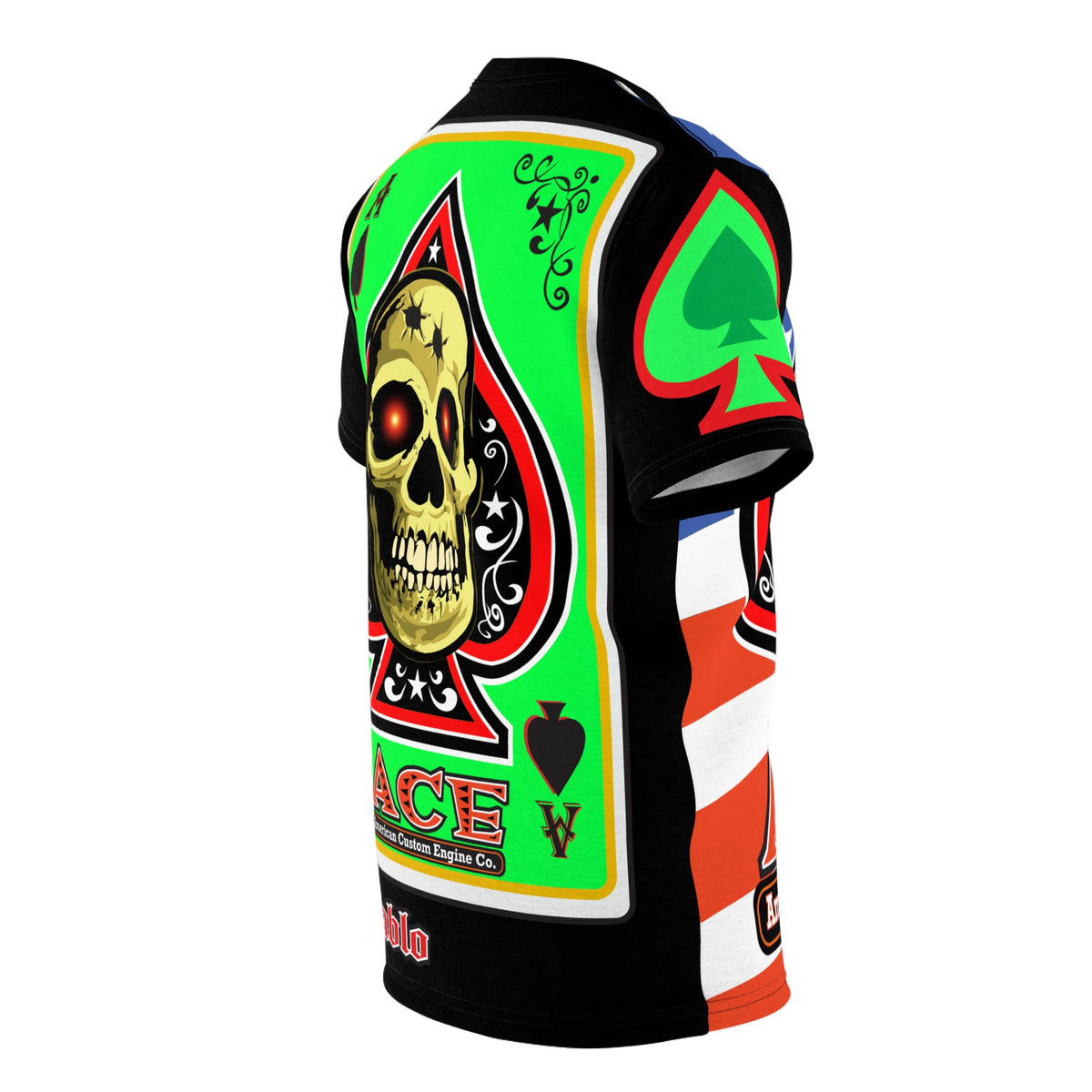 American Custom Engines ACE Americana Cut - Special Lumina Green  Ace of Spades Death Card High visibility Graphics