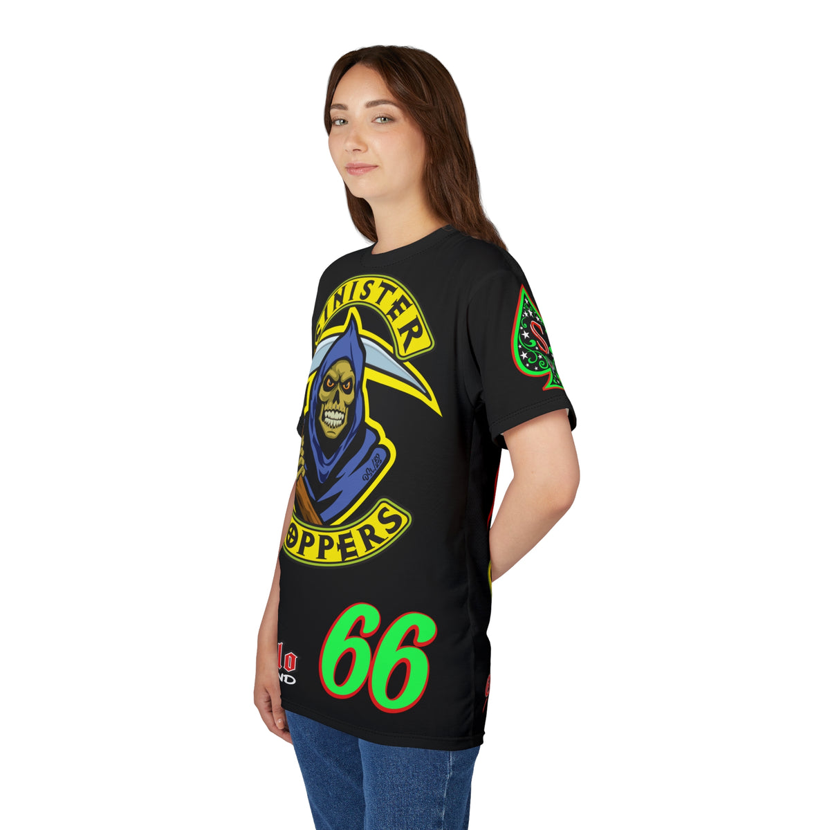 SRT Sinister Choppers Reaper Super Tee - Gothic Graphic T-Shirt for Motorcycle Riders