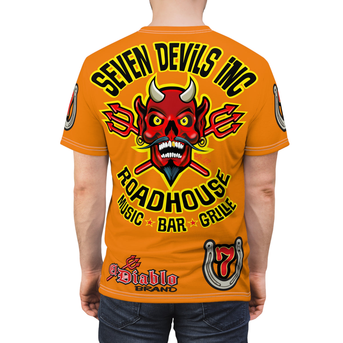 Seven Devils Road House (BLACK STAR HIVIZ LIMITED EDITION) Custom Super Riding Tee - Retro Devil Style Graphic Style