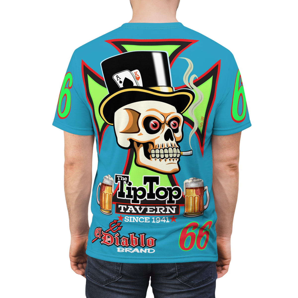 Tip Top Tavern Dive Bar Super Tee - Special Edition Electric Blue + XL Graphics - America's Best Dive Bar - Bikes Beers Babes & Bros. - Biker Bar Tee